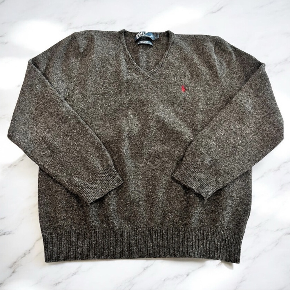 POLO By Ralph Lauren 100% Wool Men's Charcoal Gray Sweater